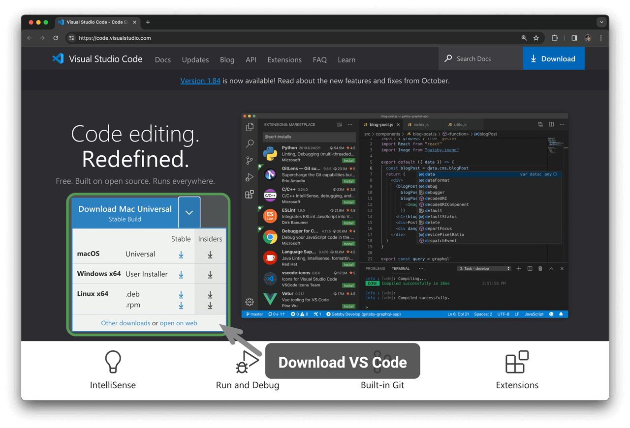 Download VS Code from the Official Website